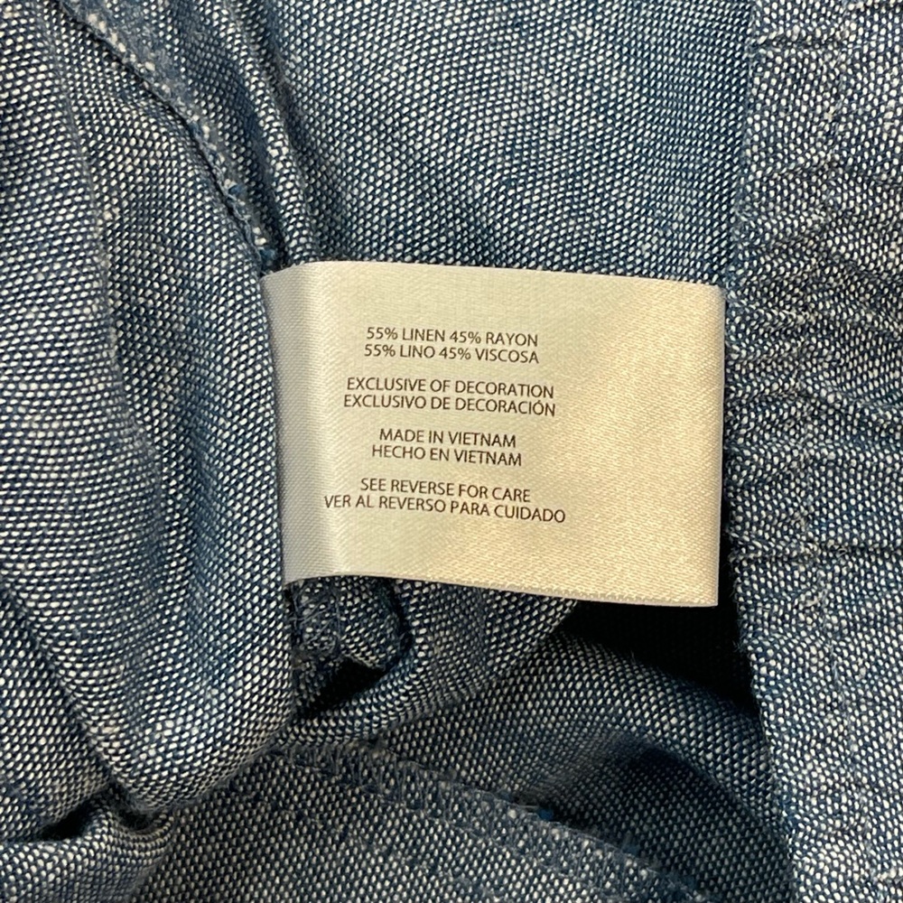 GAP Blue Linen Blend Pull On Front Tie Shorts with Pockets Women’s Size Large - Picture 6 of 6
